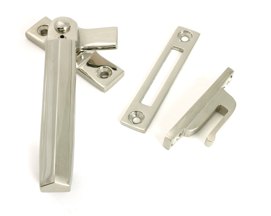 White background image of From The Anvil's Polished Nickel Locking Art Deco Fastener - LH