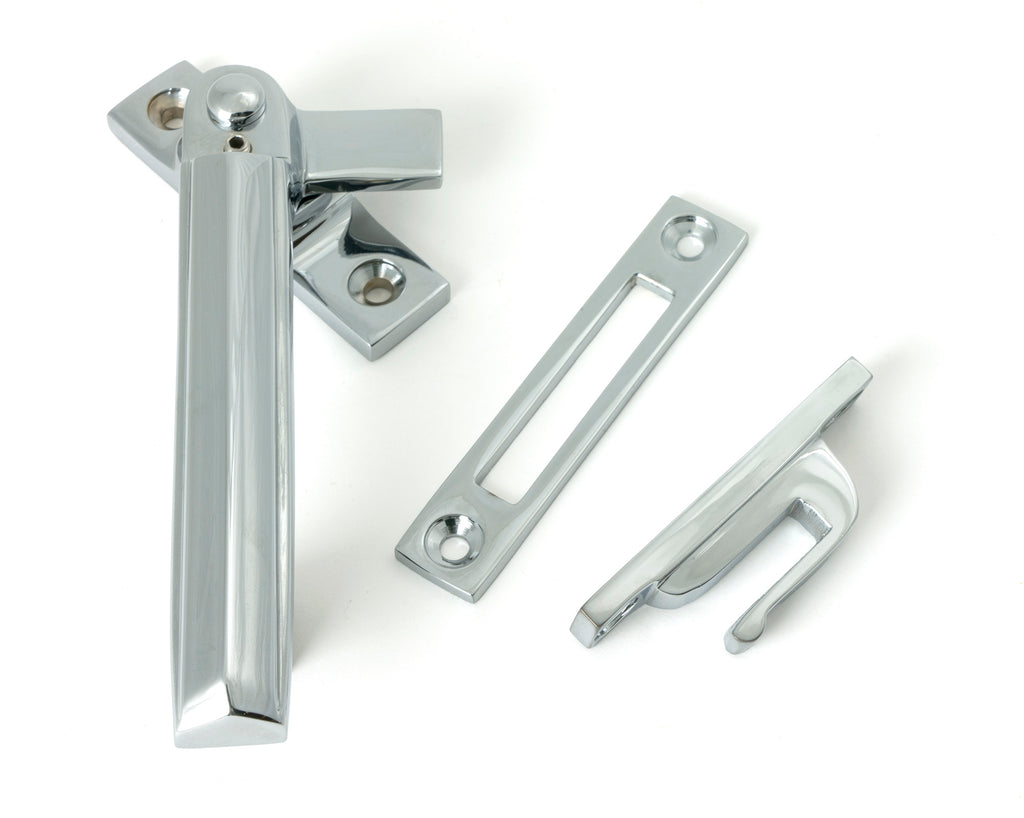 White background image of From The Anvil's Polished Chrome Locking Art Deco Fastener - LH