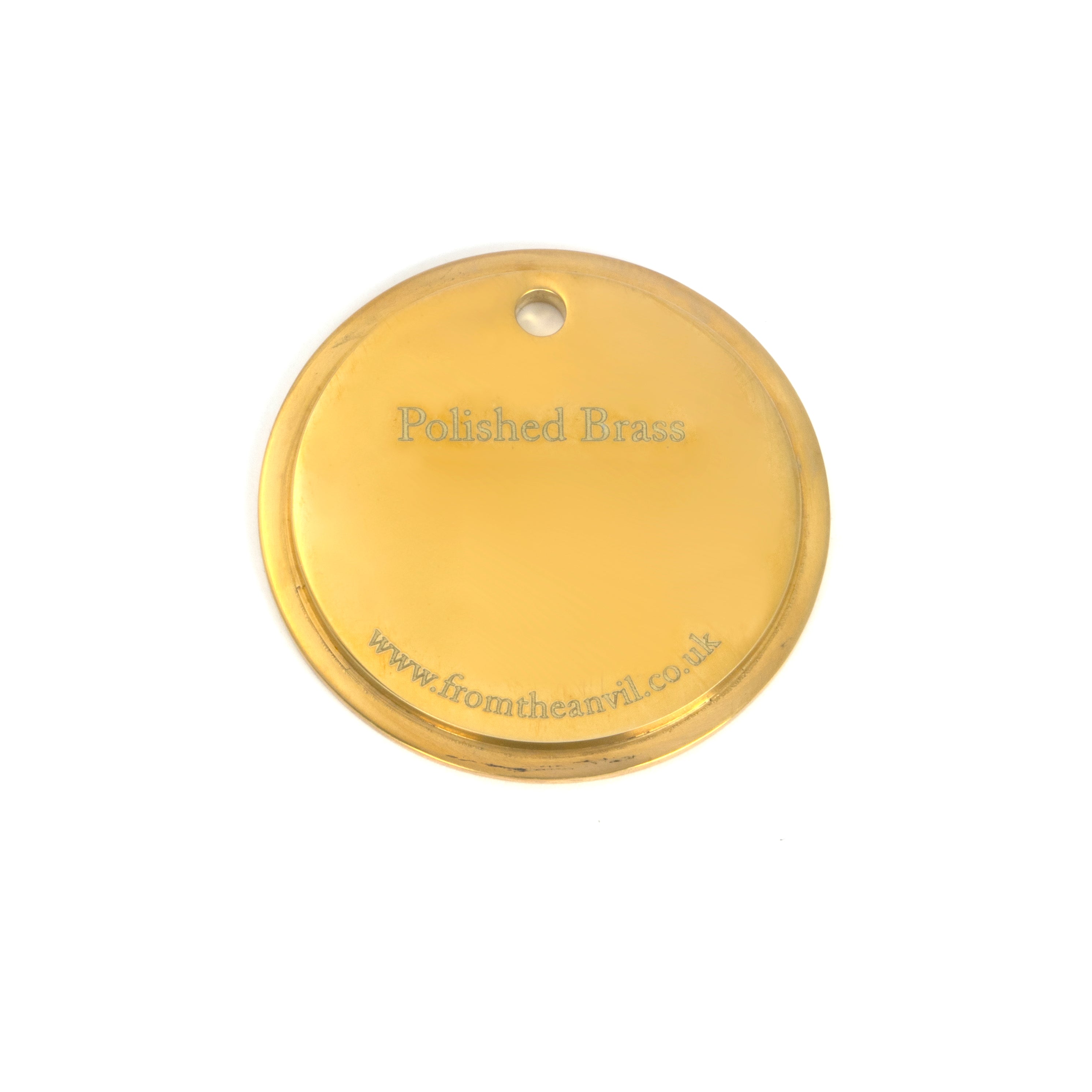 White background image of From The Anvil's Polished Brass finish swatch