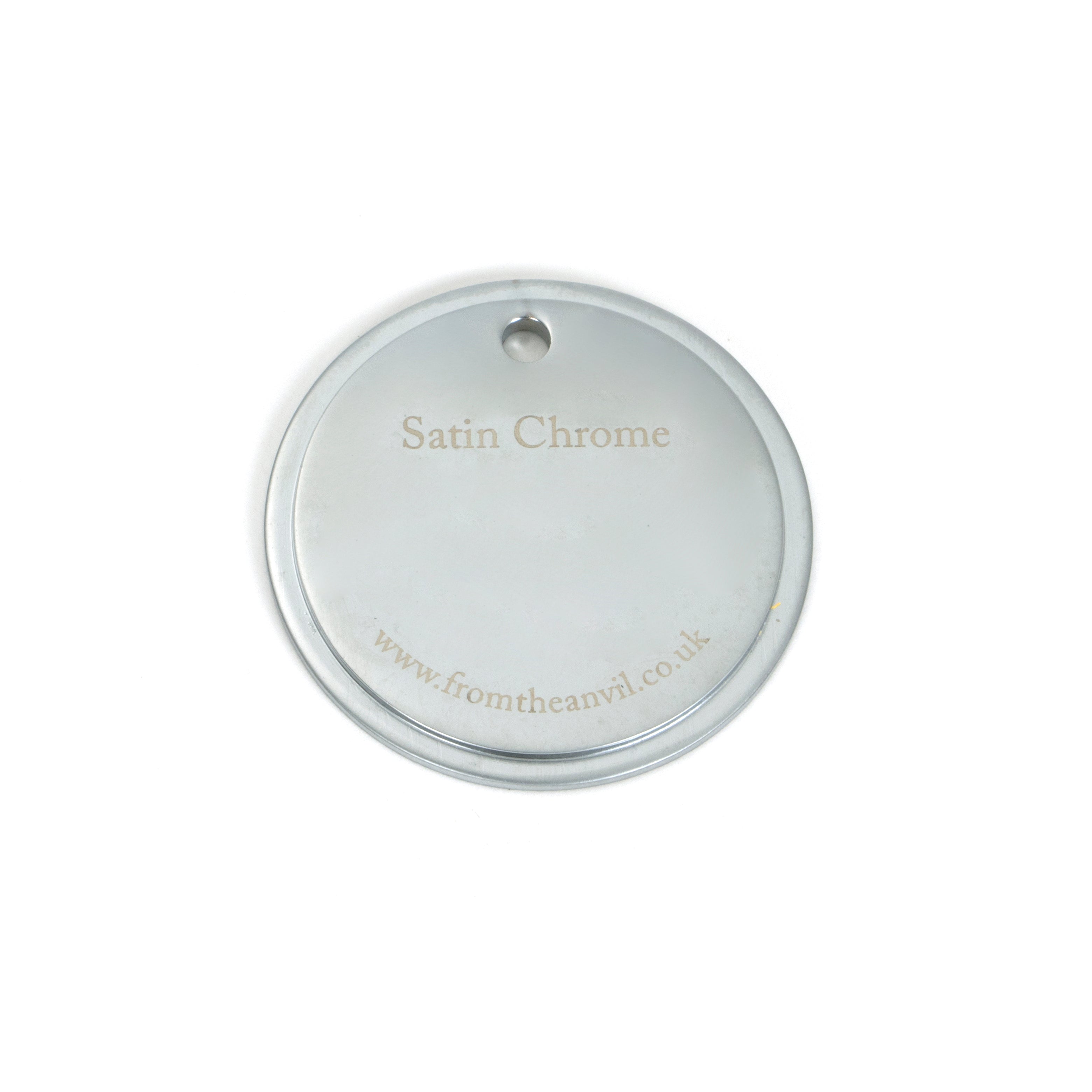 White background image of From The Anvil's Satin Chrome finish swatch
