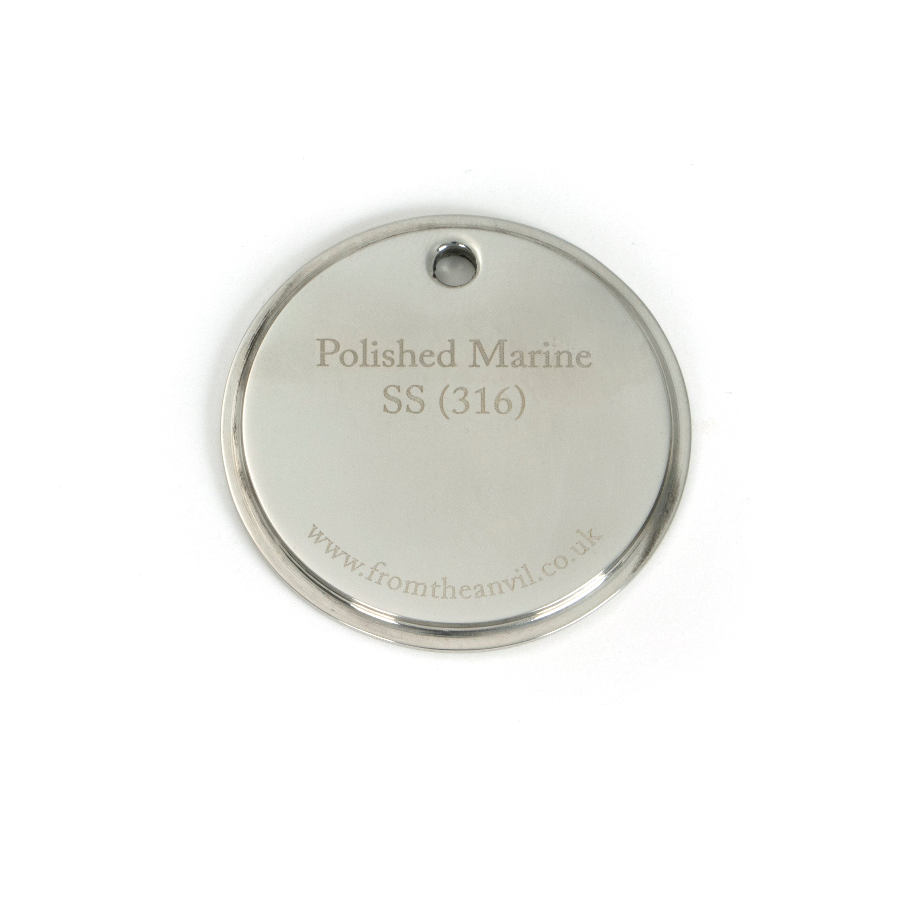White background image of From The Anvil's Polished Marine SS (316) finish swatch