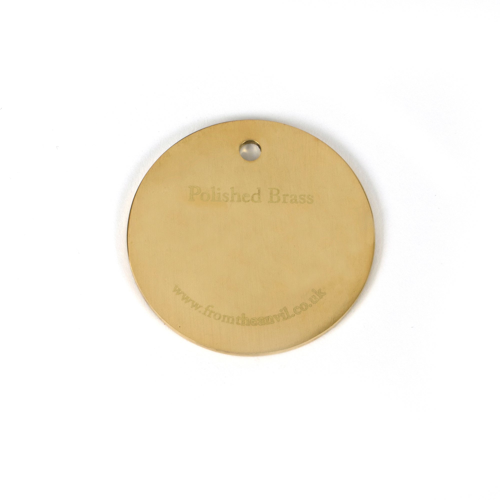 White background image of From The Anvil's Polished Brass finish swatch