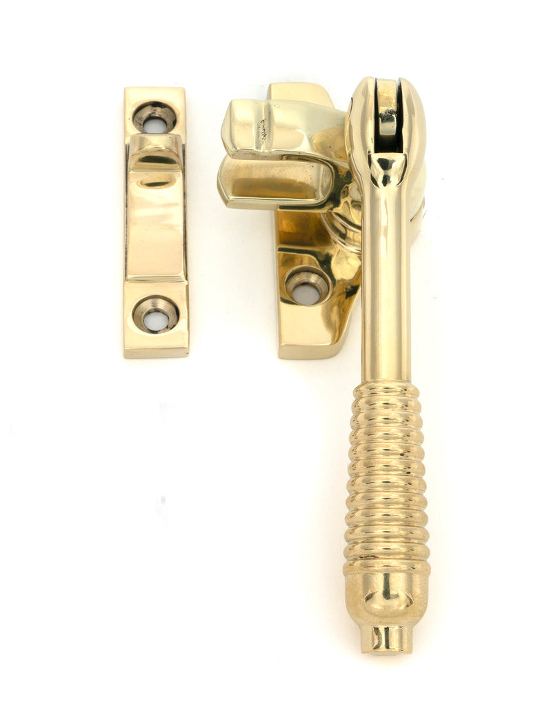 White background image of From The Anvil's Polished Brass Night-Vent Locking Reeded Fastener (Steel Window)