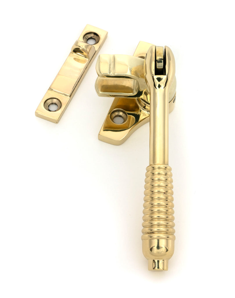 White background image of From The Anvil's Polished Brass Night-Vent Locking Reeded Fastener (Steel Window)