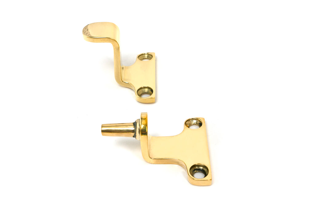 White background image of From The Anvil's Polished Brass 8" Avon Stay (Steel Window)