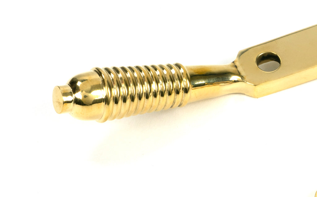 White background image of From The Anvil's Polished Brass 8" Reeded Stay (Steel Window)