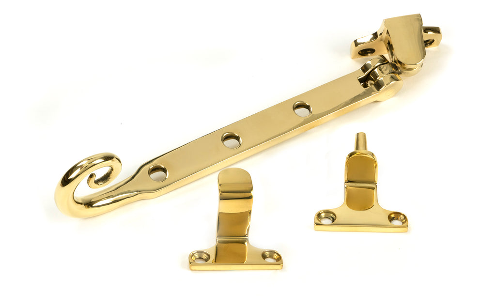 White background image of From The Anvil's Polished Brass 8" Monkeytail Stay (Steel Window)