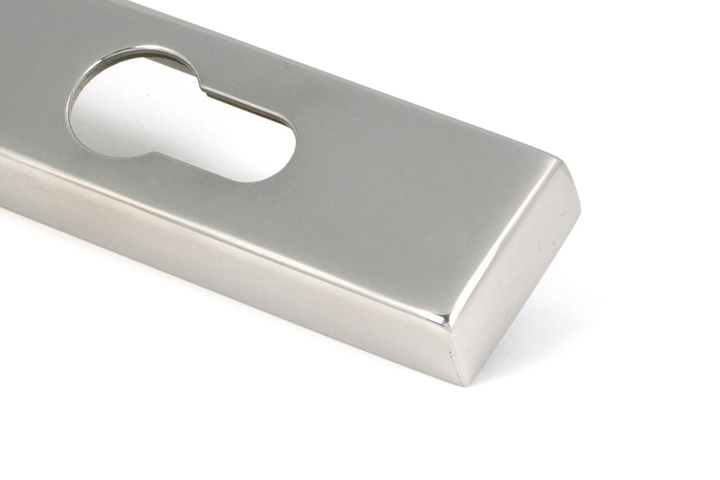 White background image of From The Anvil's Polished Marine SS (316) Reeded Slimline Lever Espag. Lock Set