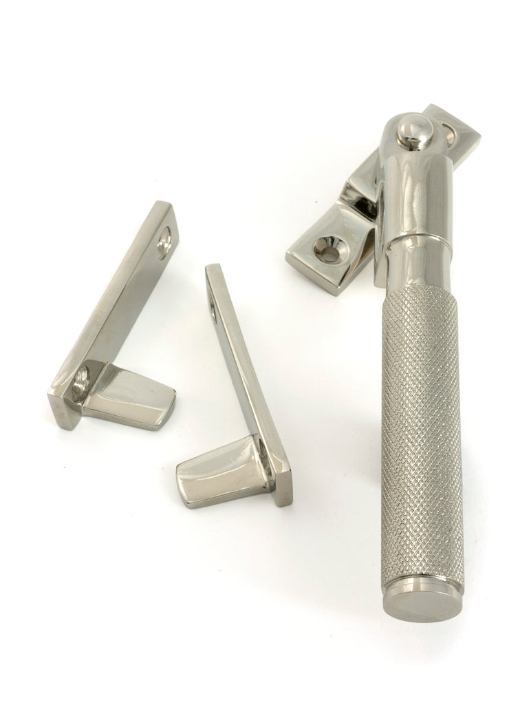 White background image of From The Anvil's Polished Nickel Night-Vent Locking Brompton Fastener