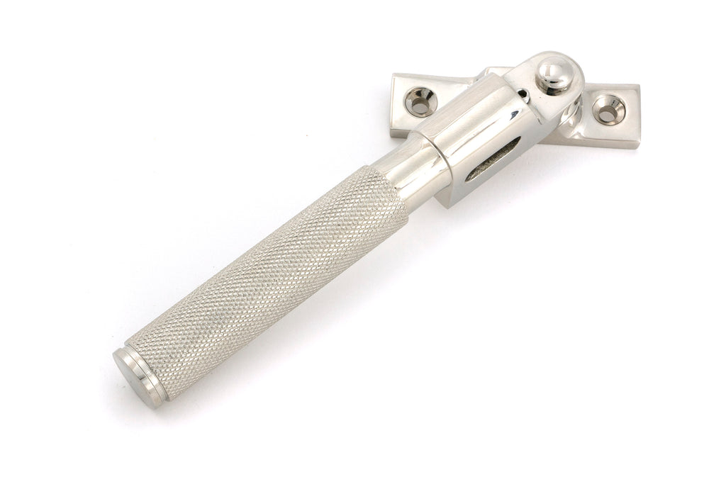 White background image of From The Anvil's Polished Nickel Night-Vent Locking Brompton Fastener