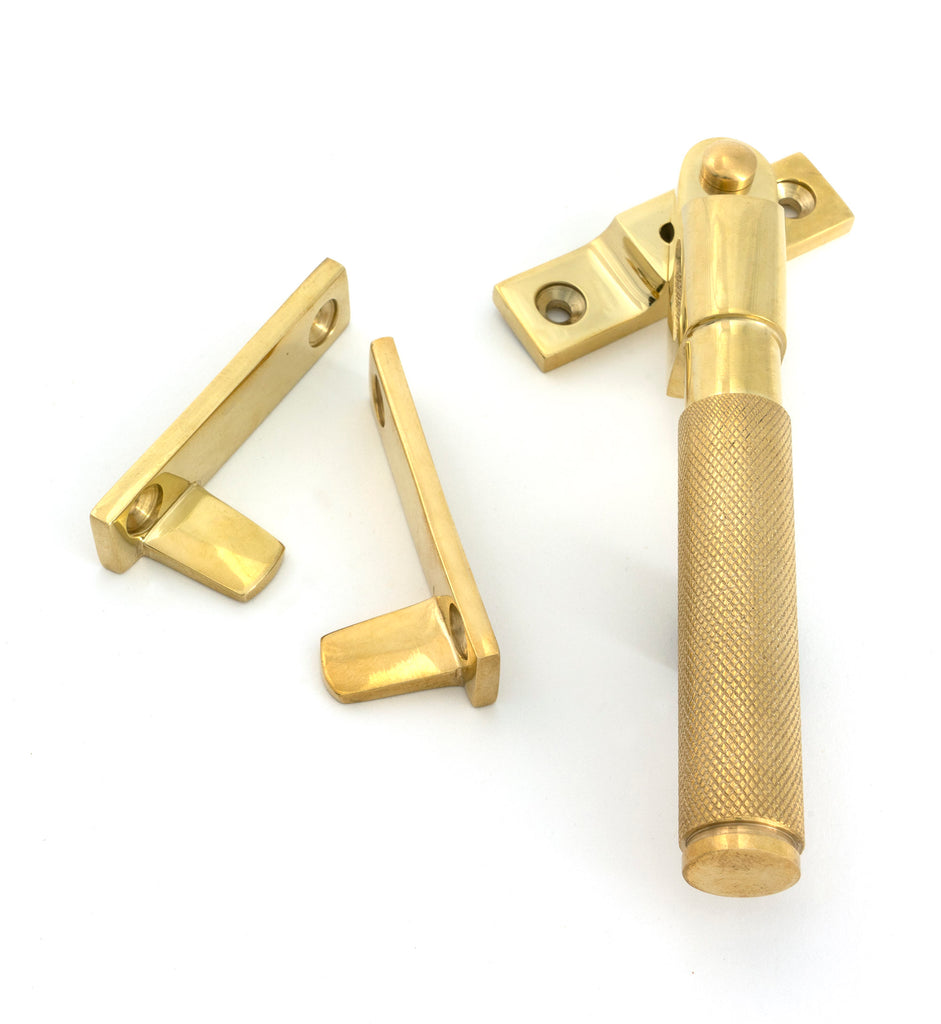 White background image of From The Anvil's Polished Brass Night-Vent Locking Brompton Fastener