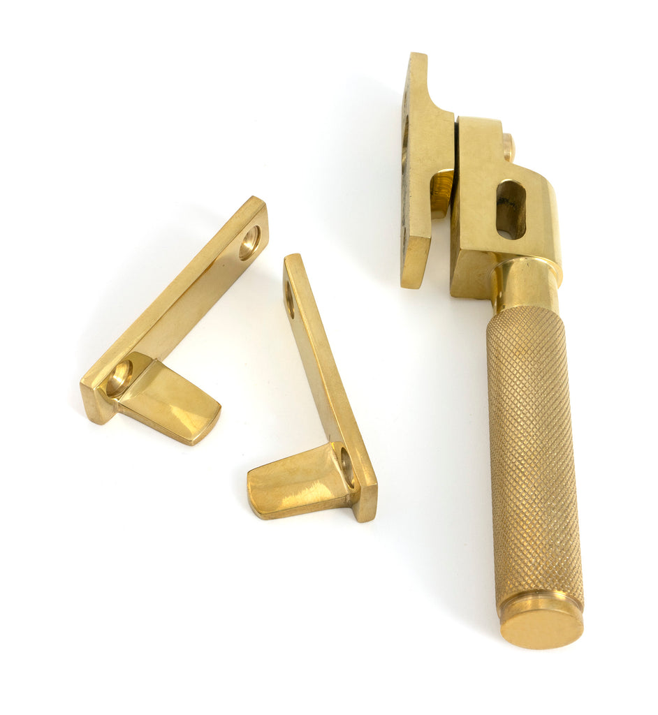 White background image of From The Anvil's Polished Brass Night-Vent Locking Brompton Fastener