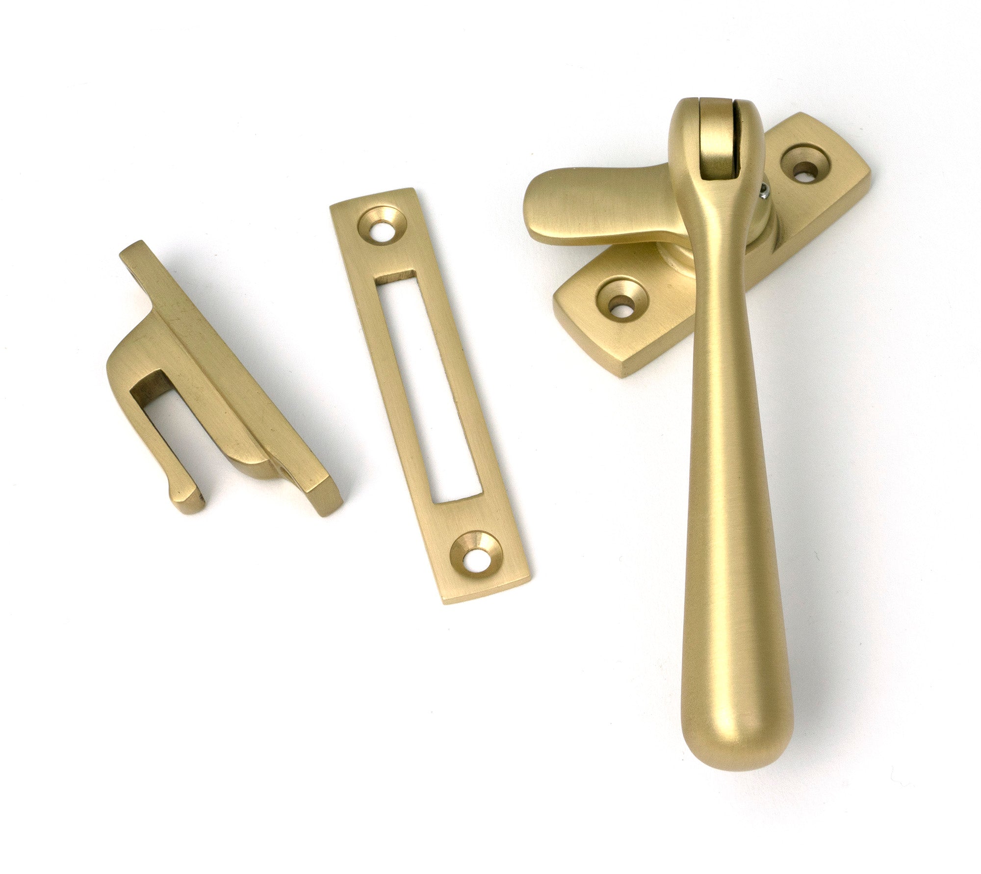 From The Anvil's Satin Brass Locking Newbury Fastener