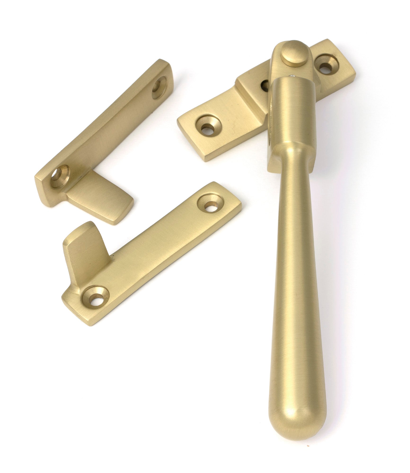 From The Anvil's Satin Brass Night-Vent Locking Newbury Fastener