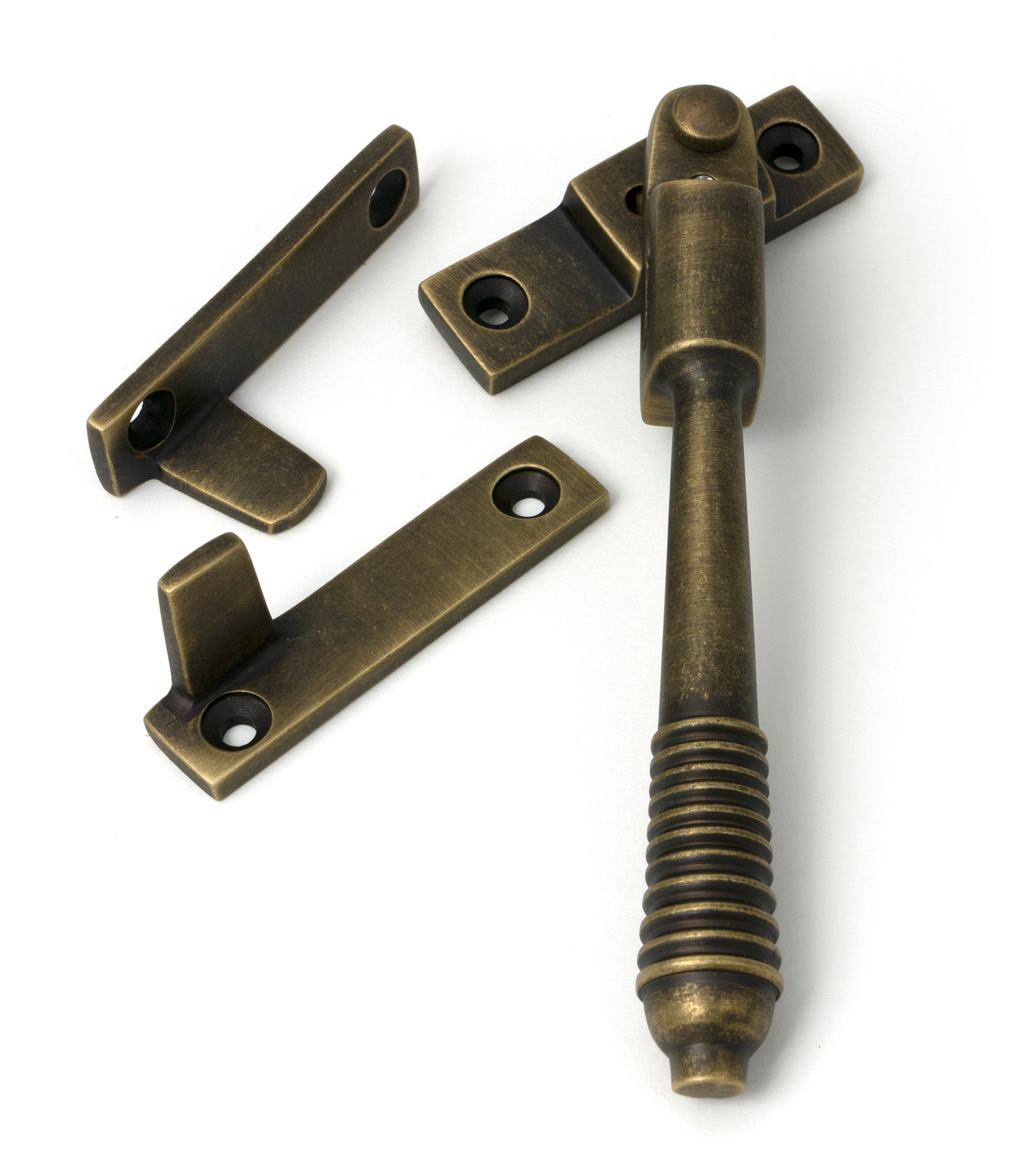 From The Anvil's Burnished Brass Night-Vent Locking Reeded Fastener