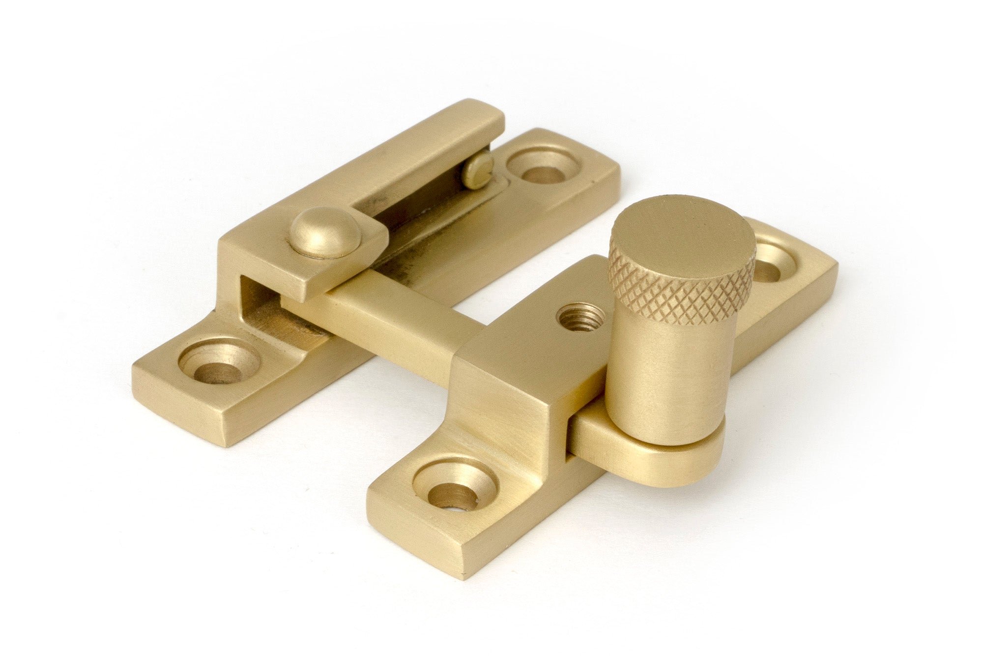 From The Anvil's Satin Brass Brompton Quadrant Fastener - Narrow