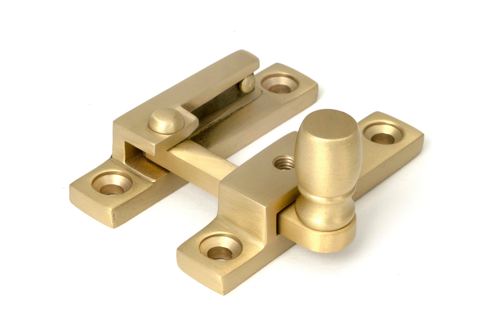From The Anvil's Satin Brass Mushroom Quadrant Fastener - Narrow