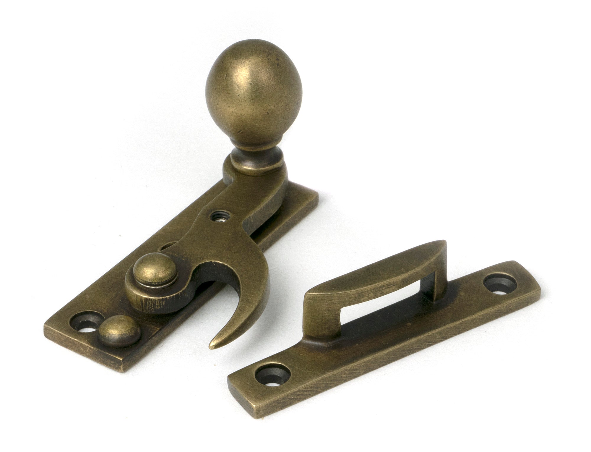From The Anvil's Burnished Brass Sash Hook Fastener