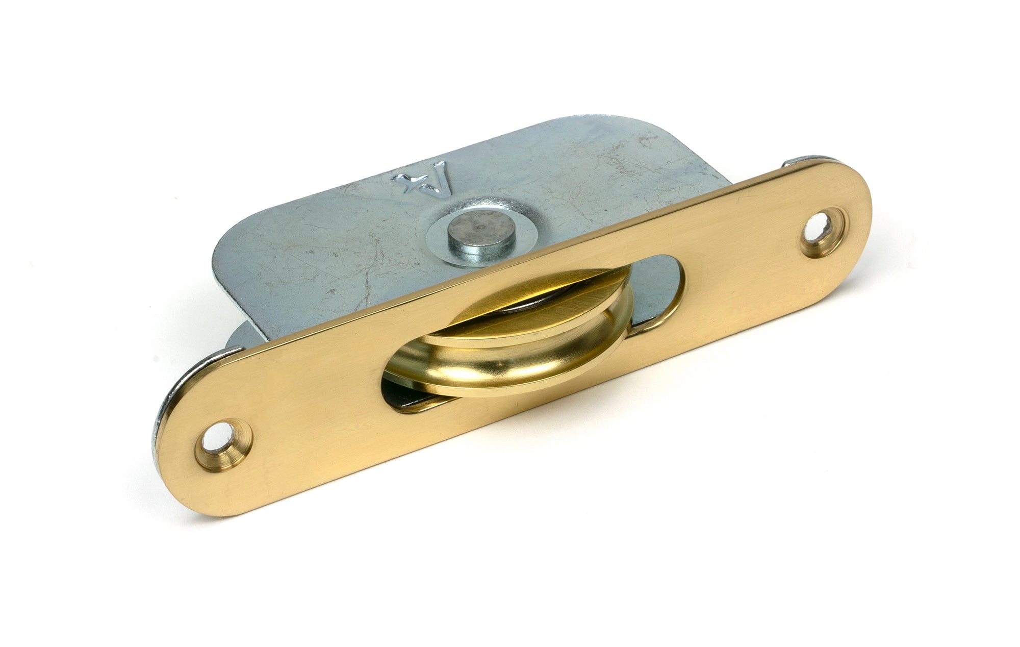 From The Anvil's Lacquered Brass Radiused Sash Pulley 75kg