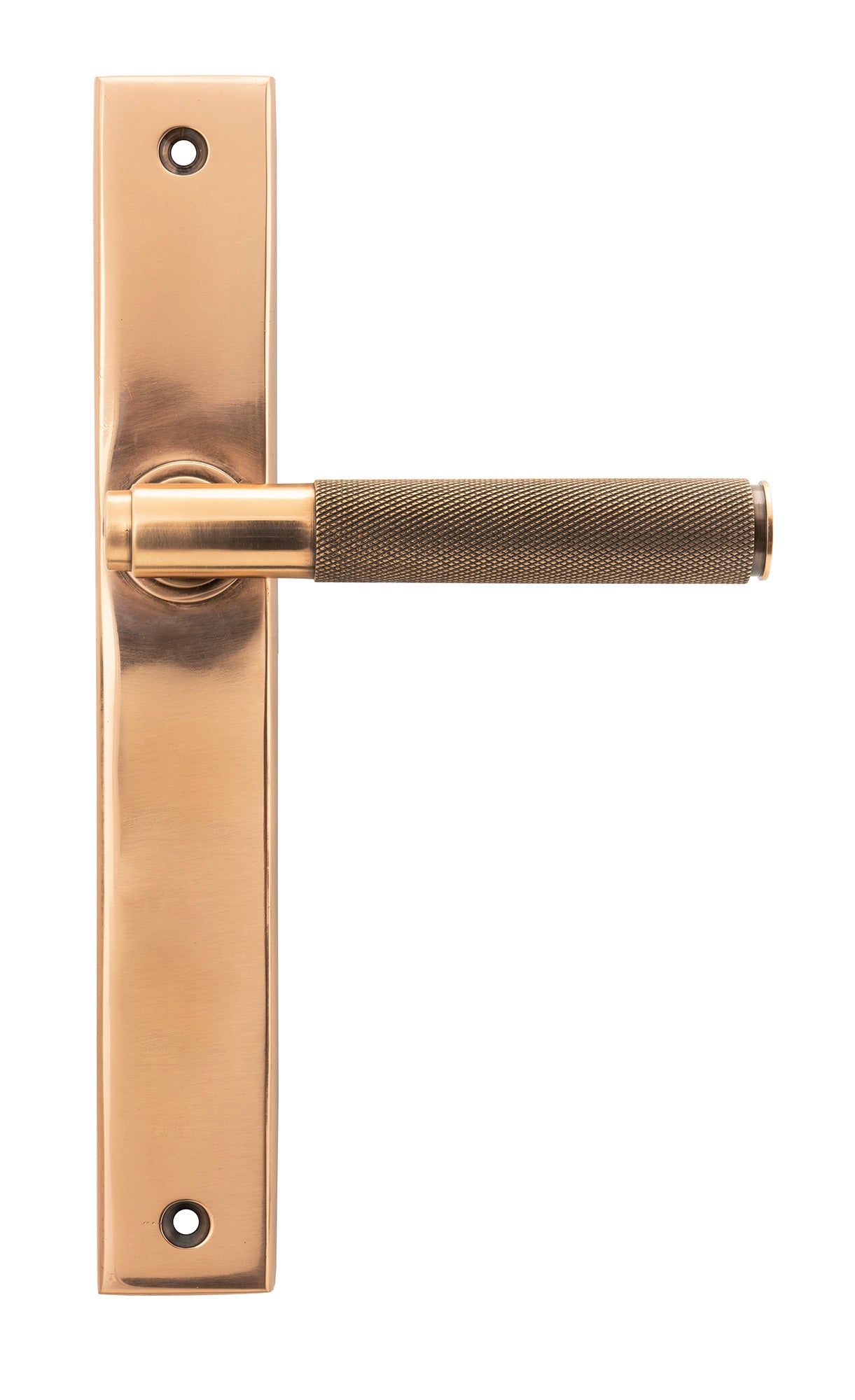 From The Anvil's Polished Bronze Brompton Slimline Lever Espag. Latch Set