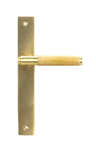 From The Anvil's Satin Brass Brompton Slimline Lever Espag. Latch Set