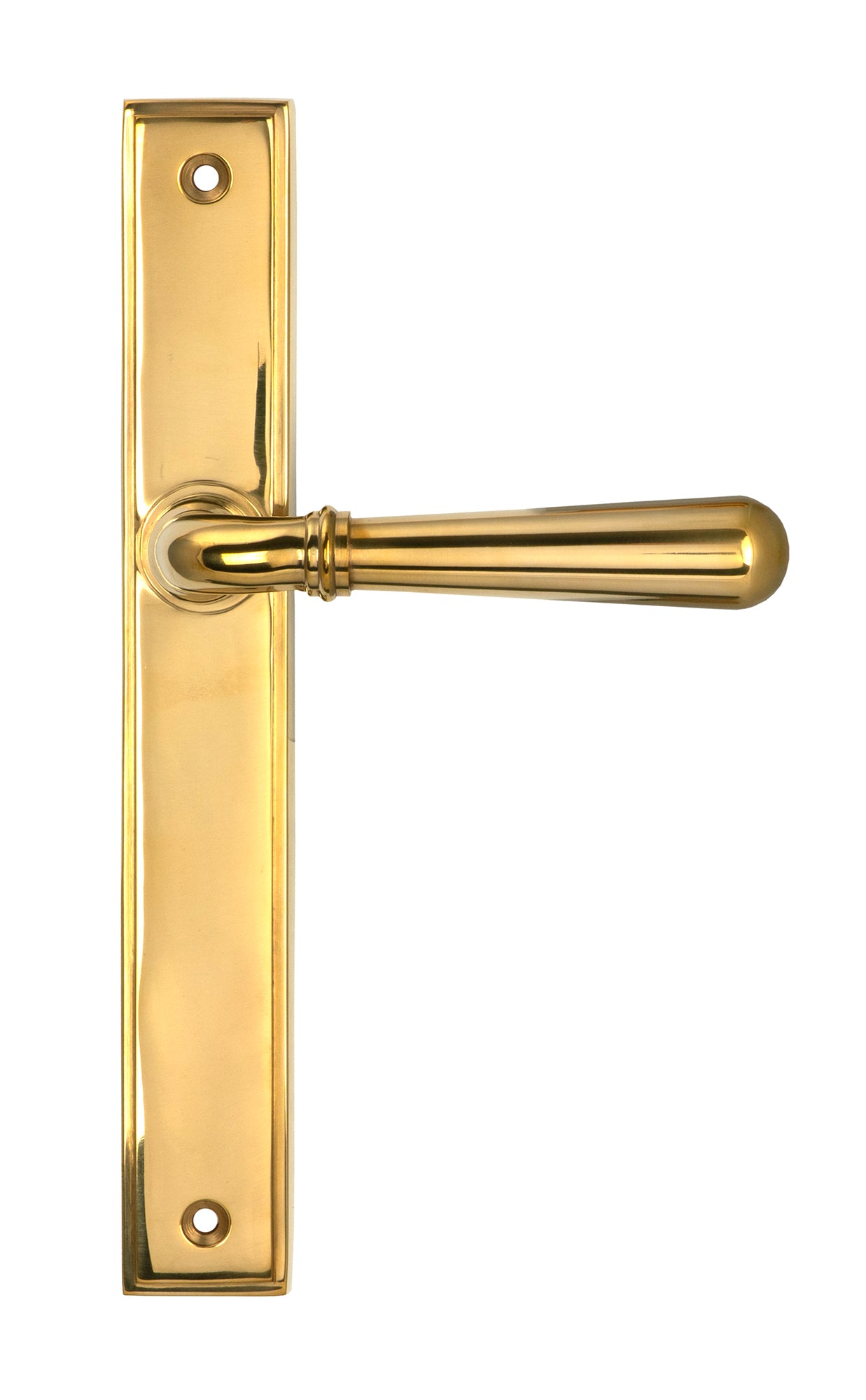 From The Anvil's Polished Brass Newbury Slimline Lever Espag. Latch Set