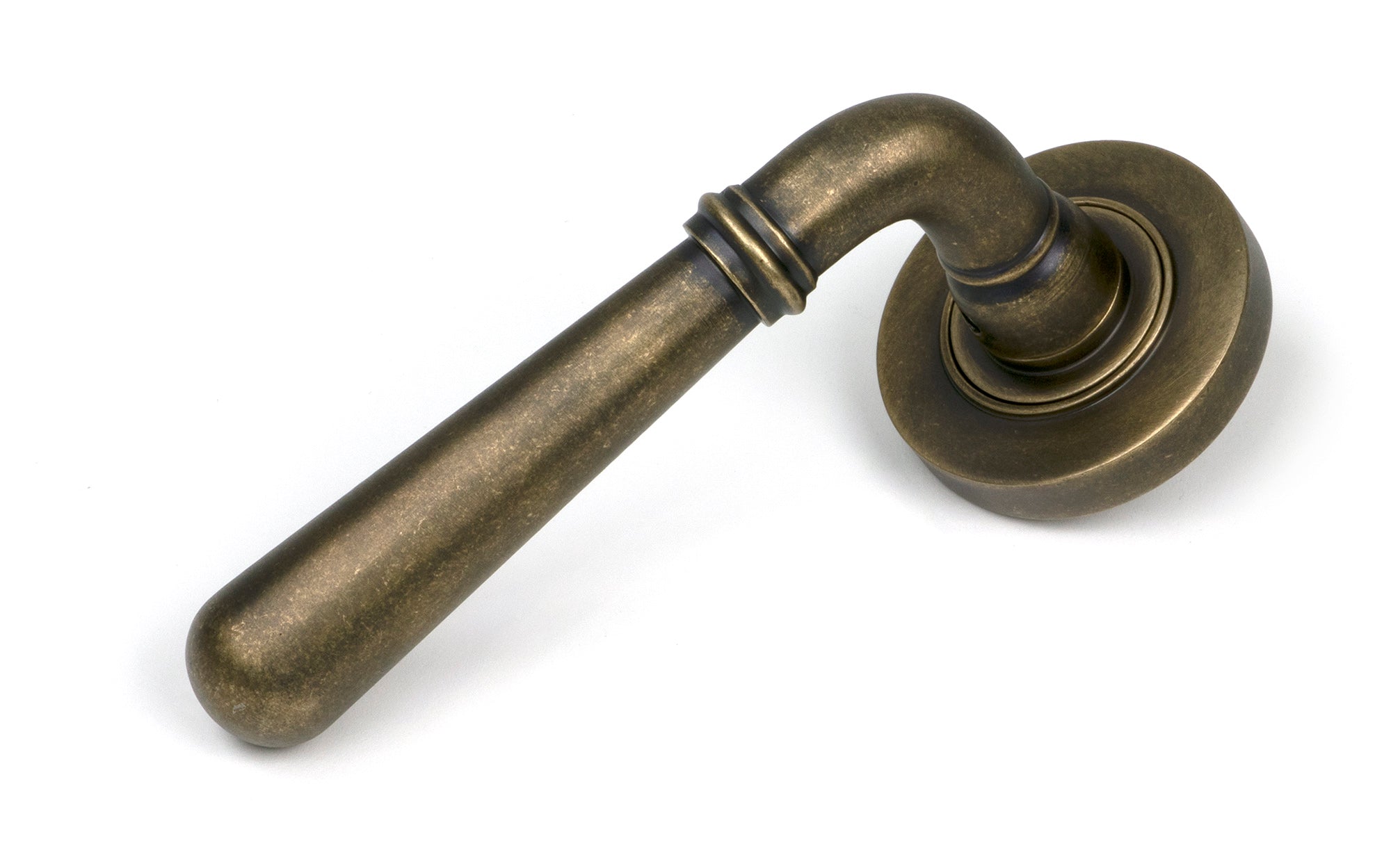 From The Anvil's Burnished Brass Newbury Lever on Rose Set (Sprung)