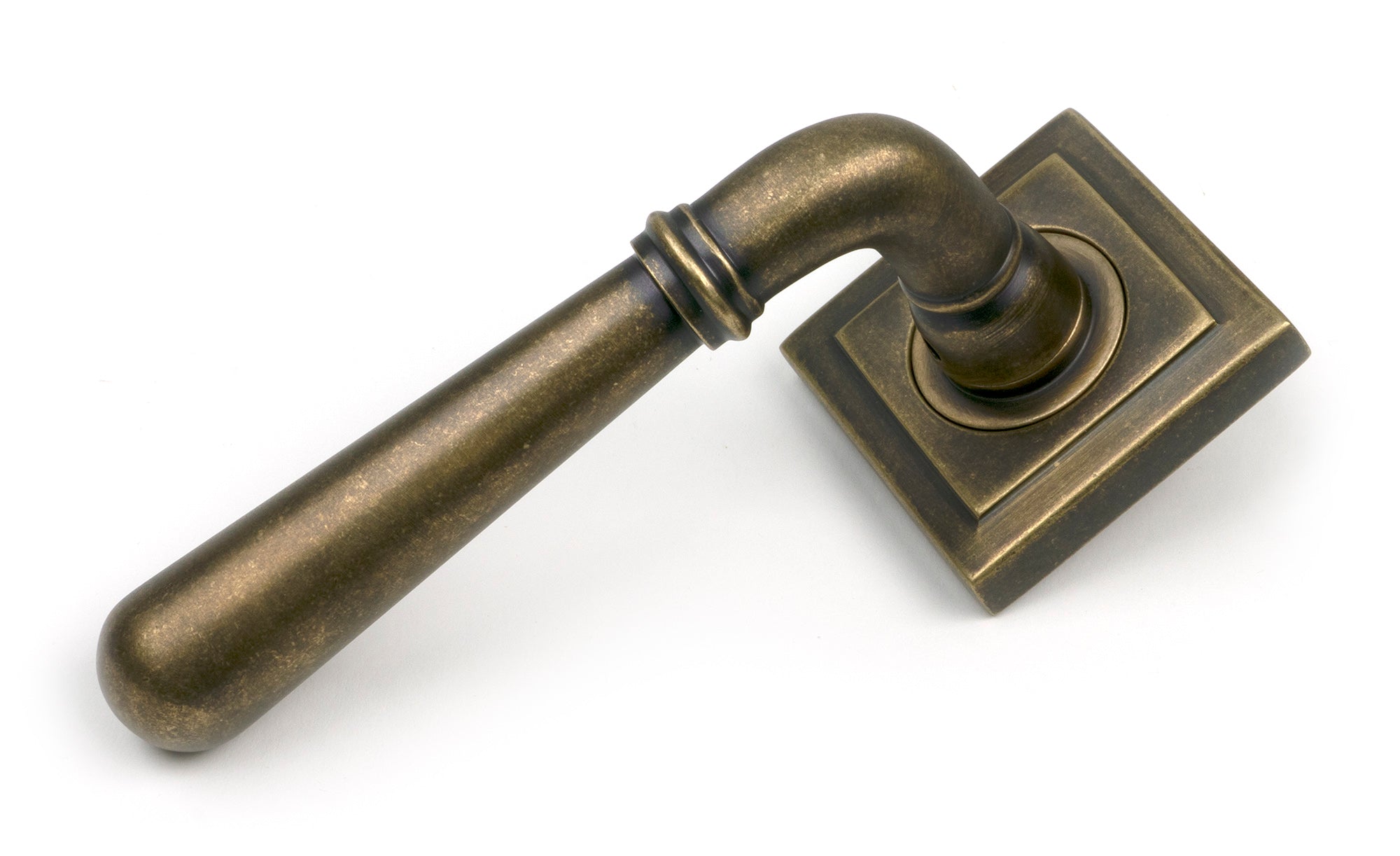 From The Anvil's Burnished Brass Newbury Lever on Rose Set (Sprung)