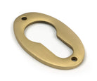From The Anvil's Satin Brass Oval Euro Escutcheon
