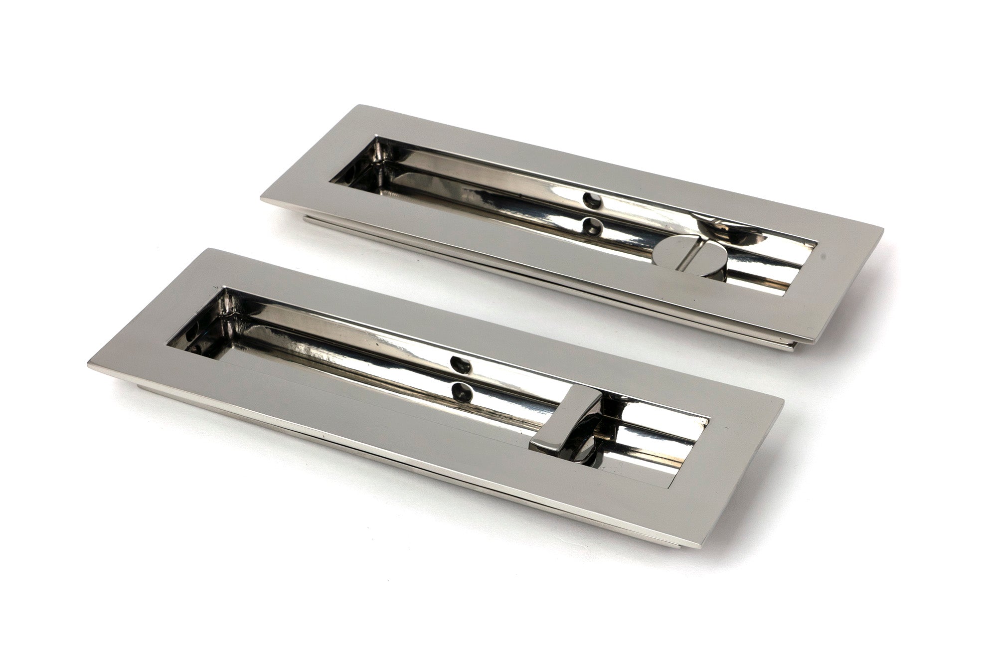 From The Anvil's Polished Marine SS (316) Plain Rectangular Pull - Privacy Set
