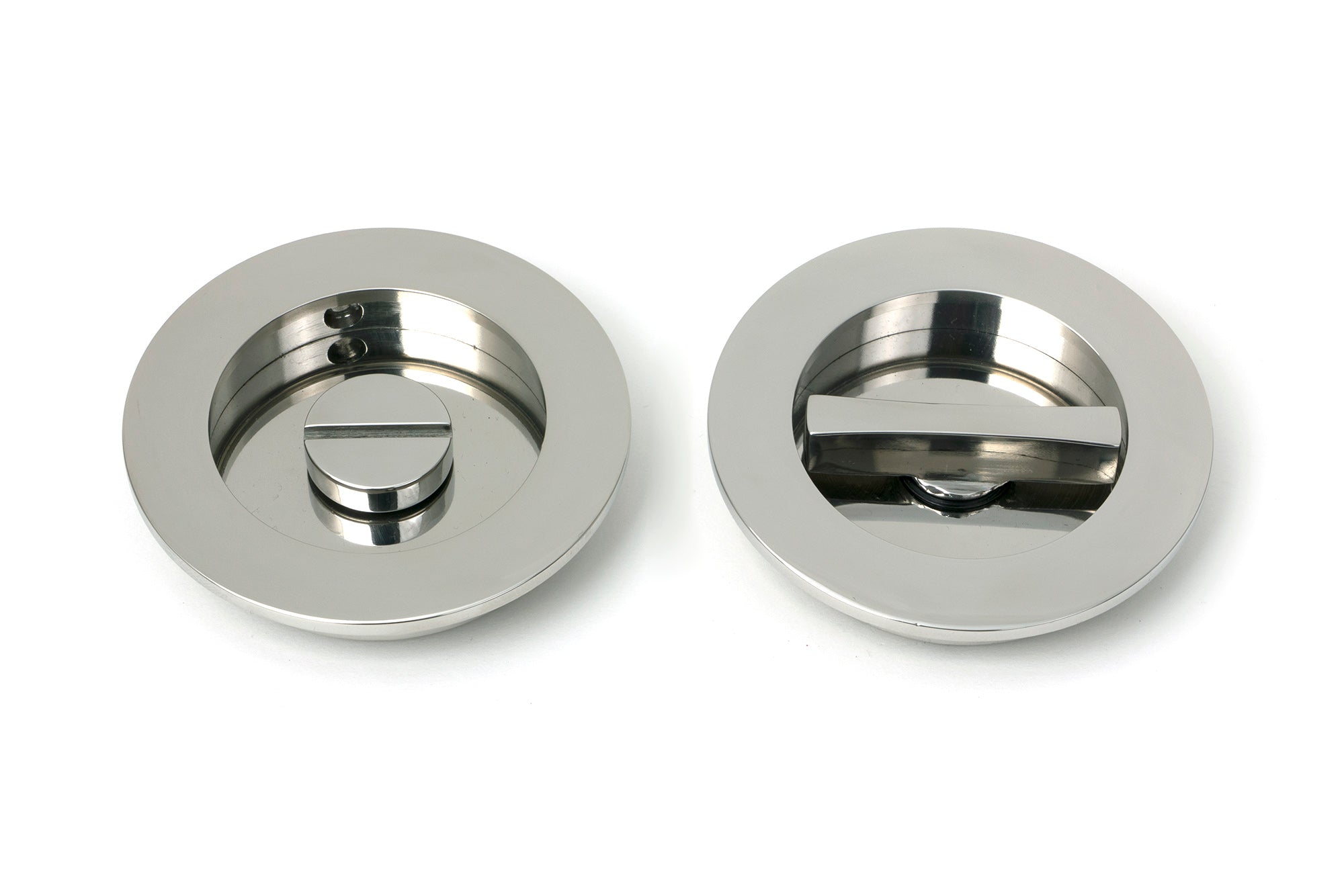 From The Anvil's Polished Chrome Plain Round Pull - Privacy Set