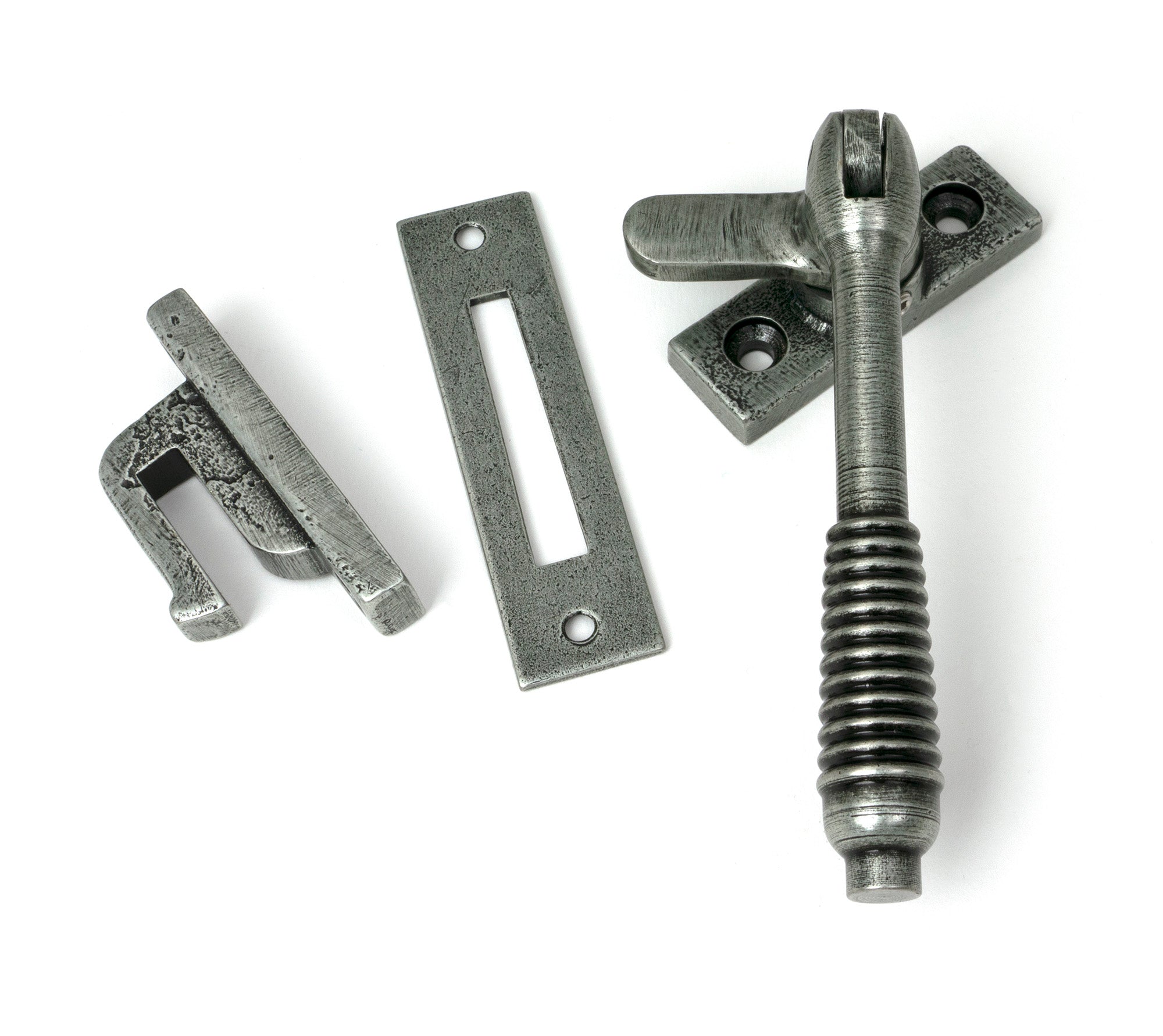 From The Anvil's Pewter Patina Locking Reeded Fastener