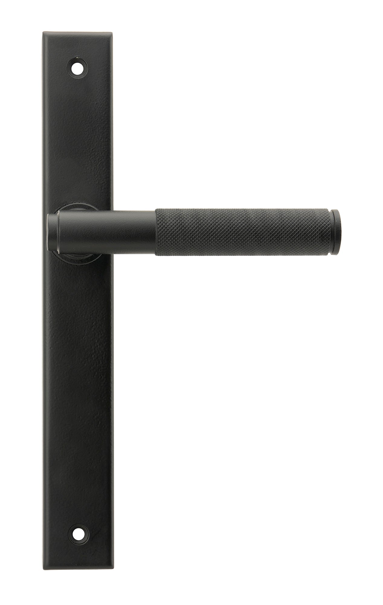 From The Anvil's Matt Black Brompton Slimline Lever Espag. Latch Set