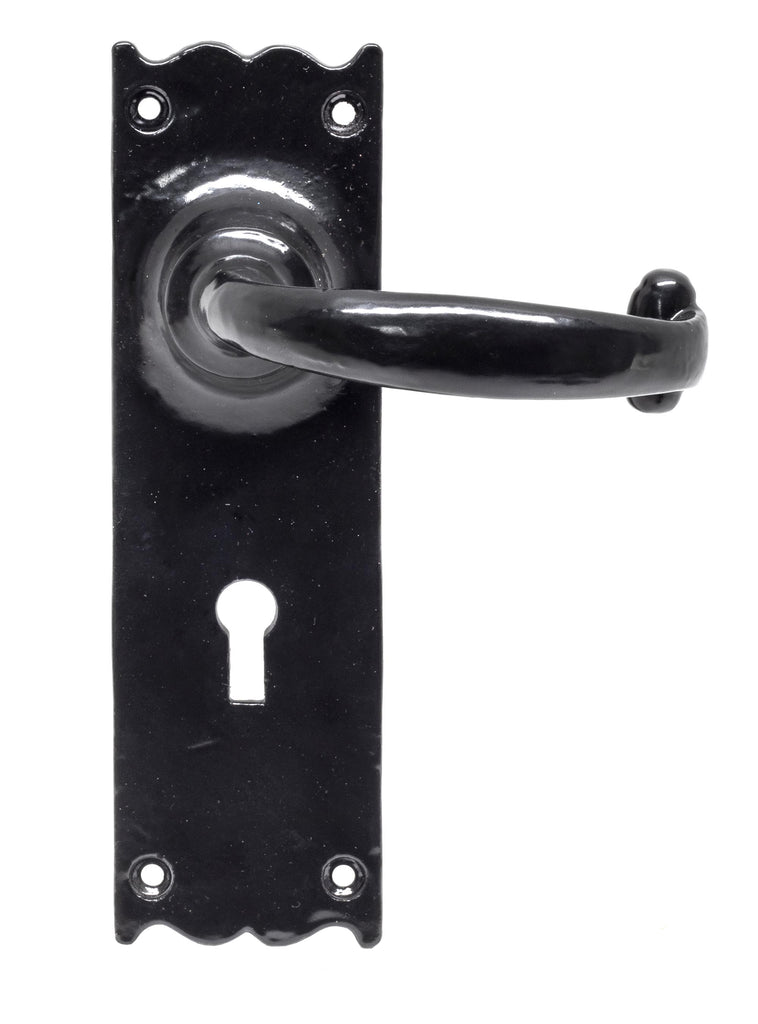 White background image of From The Anvil's Black Cottage Lever Lock Set | From The Anvil