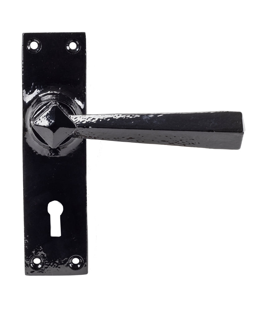 White background image of From The Anvil's Black Straight Lever Lock Set | From The Anvil