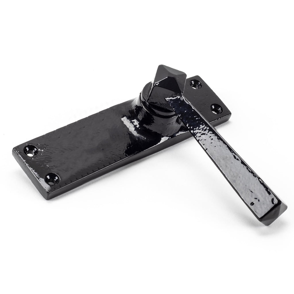 White background image of From The Anvil's Black Straight Lever Latch Set | From The Anvil