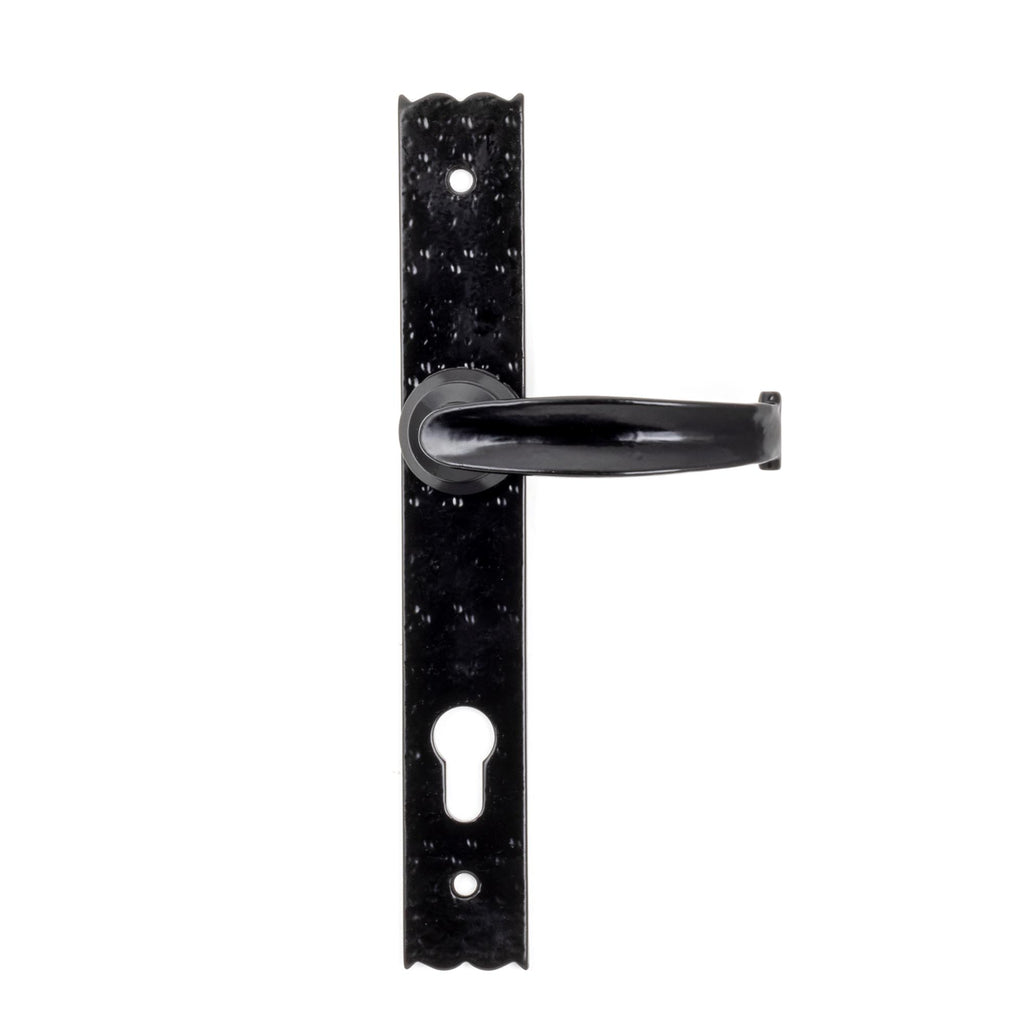 White background image of From The Anvil's Black Cottage Lever Espag. Lock Set | From The Anvil