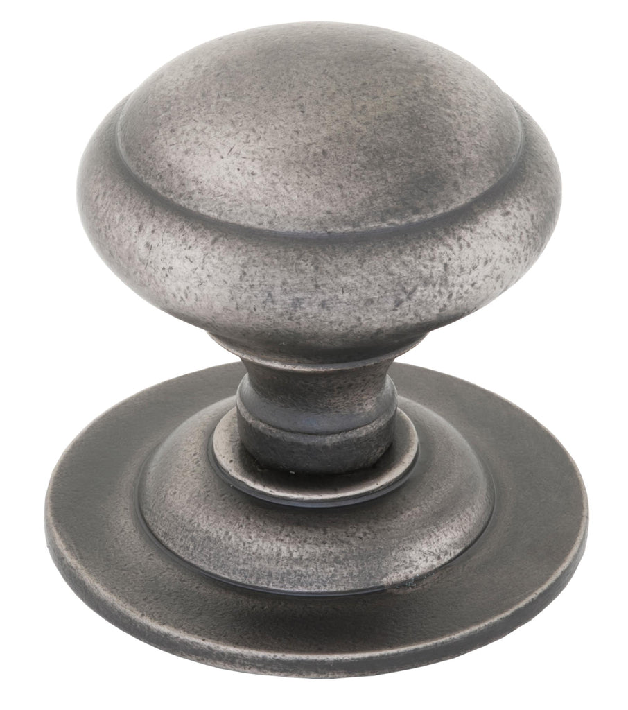 White background image of From The Anvil's Antique Pewter Round Centre Door Knob | From The Anvil