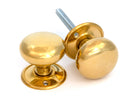 From The Anvil's Polished Brass Mushroom Mortice/Rim Knob Set