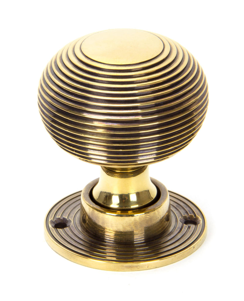 White background image of From The Anvil's Aged Brass Heavy Beehive Mortice/Rim Knob Set | From The Anvil