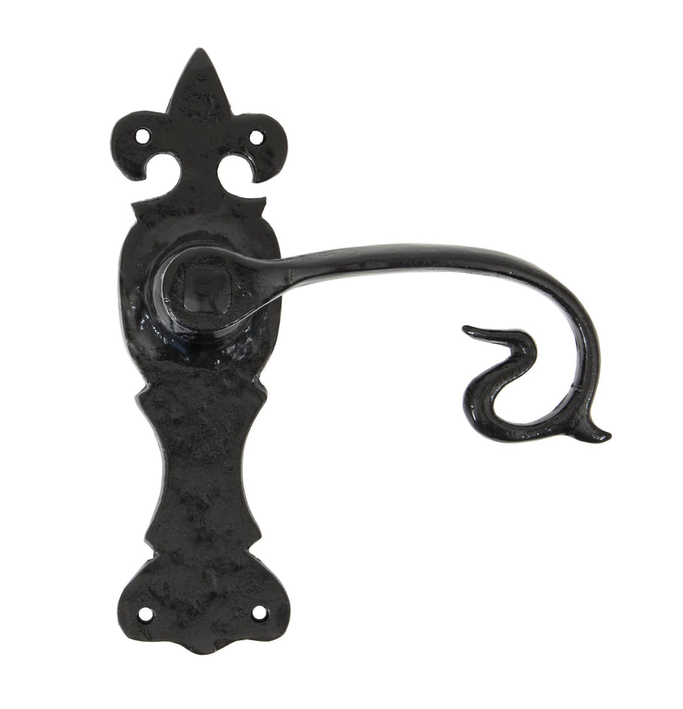 From The Anvil's Black Curly Lever Latch Set