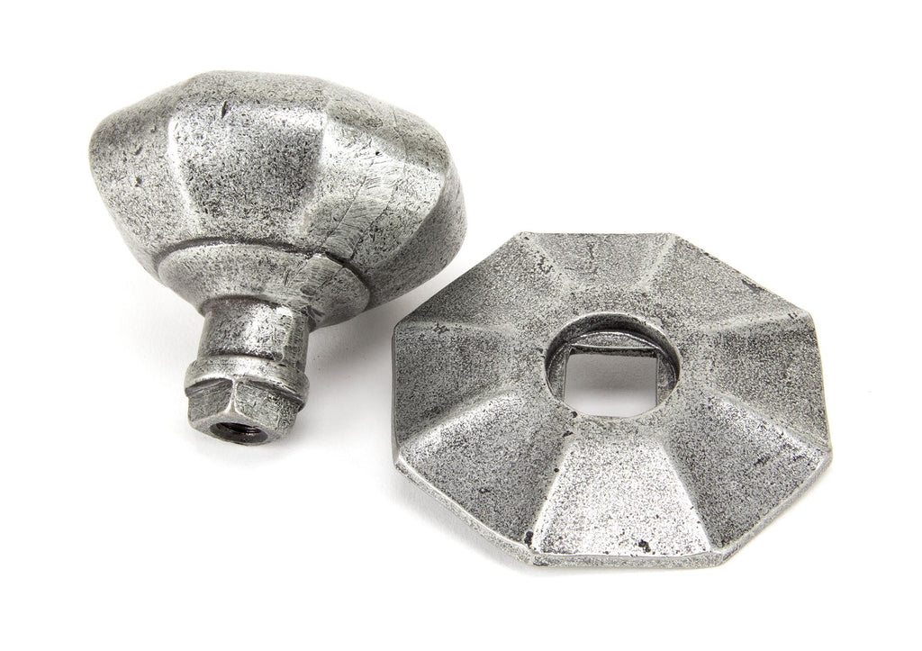 White background image of From The Anvil's Pewter Patina Octagonal Centre Door Knob | From The Anvil