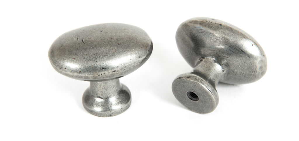 From The Anvil's Pewter Patina Oval Cabinet Knob (Blacksmith)