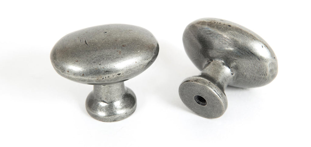 White background image of From The Anvil's Pewter Patina Oval Cabinet Knob (Blacksmith) | From The Anvil