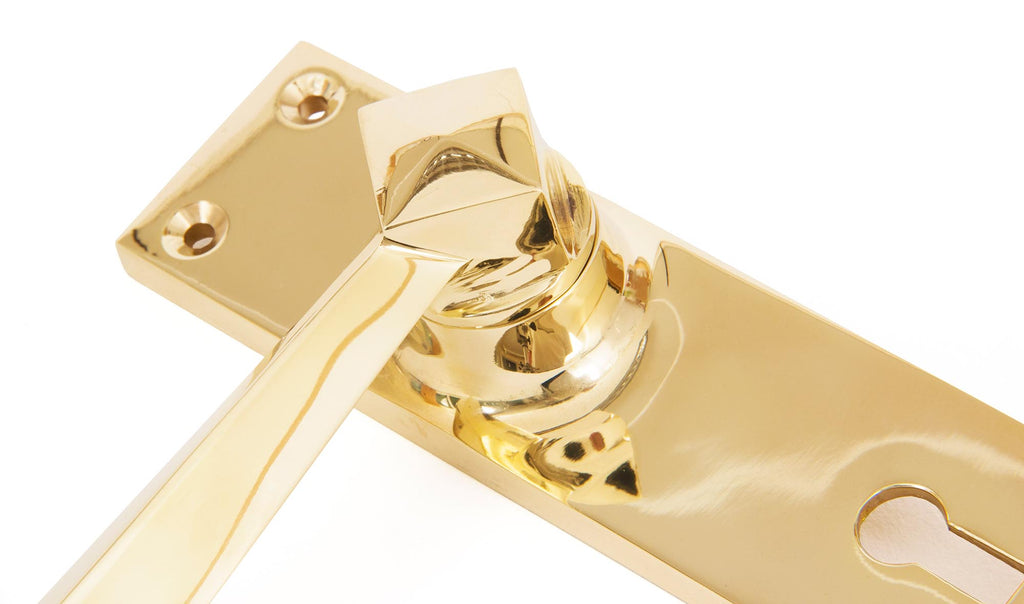 White background image of From The Anvil's Polished Brass Straight Lever Lock Set | From The Anvil