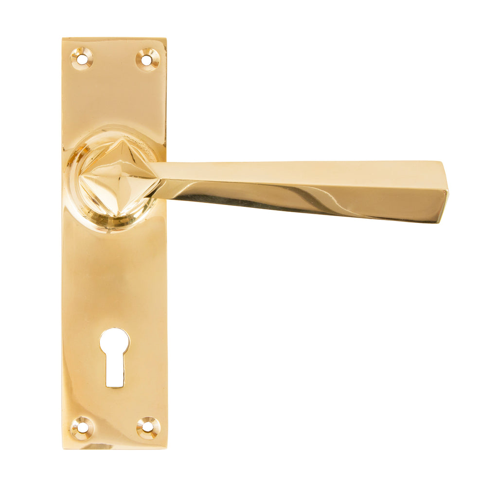 White background image of From The Anvil's Polished Brass Straight Lever Lock Set | From The Anvil