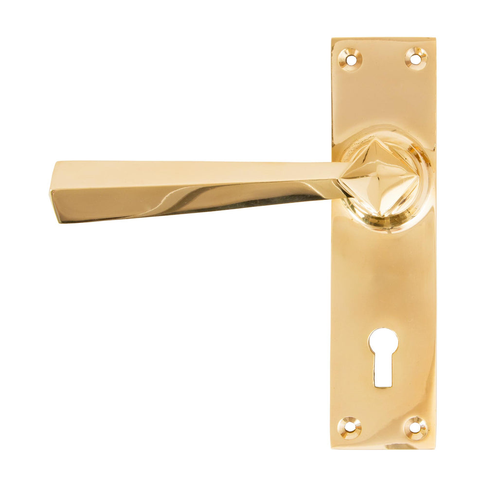 White background image of From The Anvil's Polished Brass Straight Lever Lock Set | From The Anvil