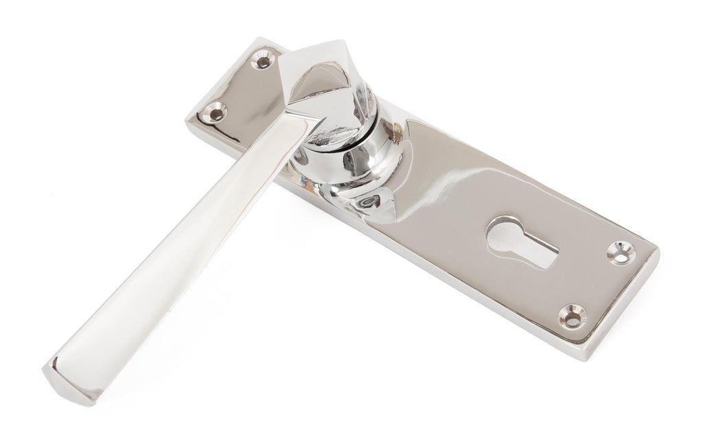 White background image of From The Anvil's Polished Chrome Straight Lever Lock Set | From The Anvil