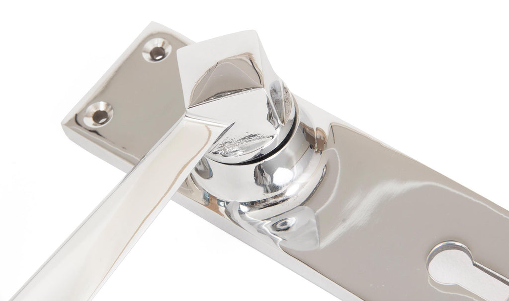 White background image of From The Anvil's Polished Chrome Straight Lever Lock Set | From The Anvil