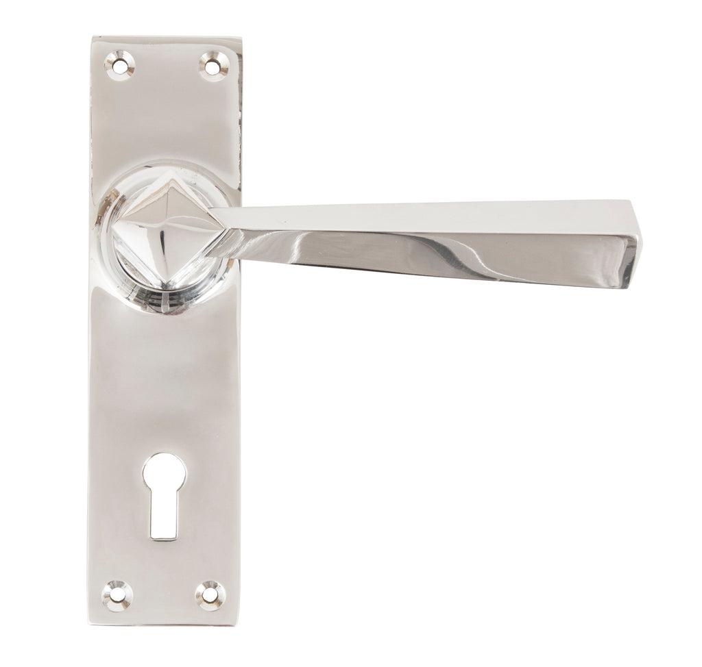 White background image of From The Anvil's Polished Chrome Straight Lever Lock Set | From The Anvil